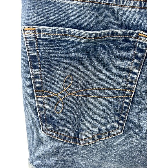 Denizen From Levis Mid-Rise Denim Shorts Sz 5 Blue Frayed Hem Distressed Casual - Picture 4 of 11